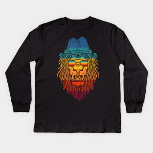 Retro Rasta Lion Kids Long Sleeve T-Shirt